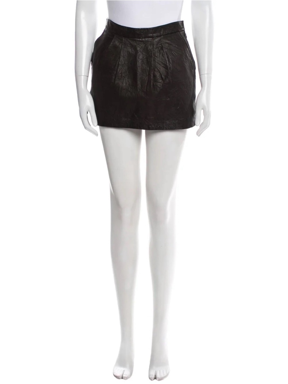 L'AGENCE Black Leather Mini Skirt